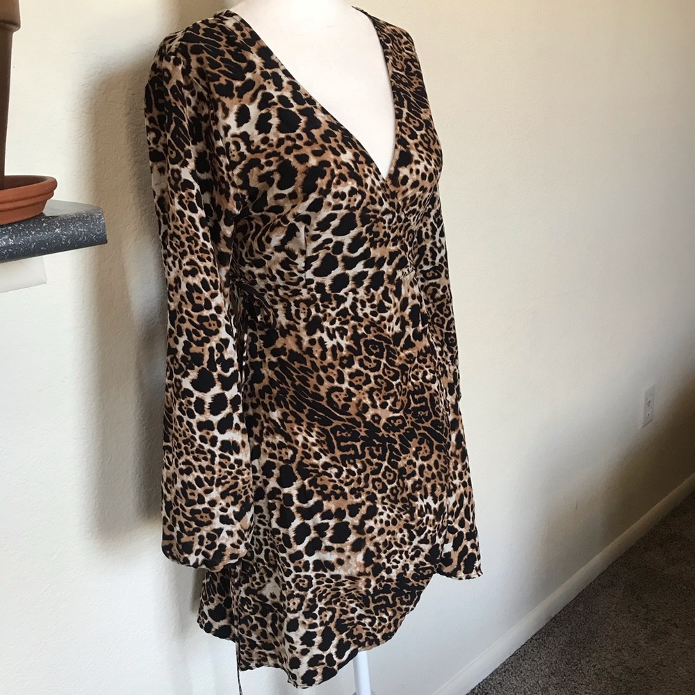 Reverse Leopard Print Wrap Dress - Picture 12 of 12